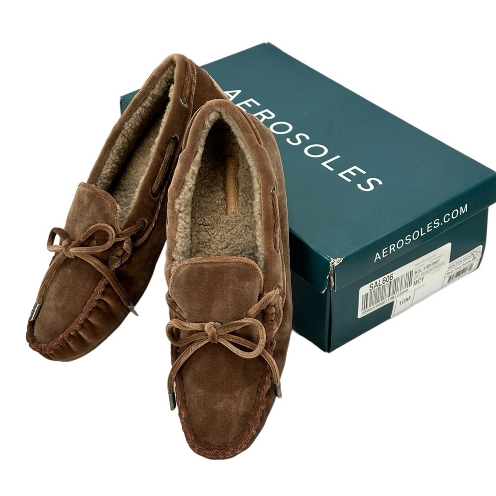 Aerosoles Winter Boater Faux Suede Casual Slip-On Moccasins - Brown - size 9 M